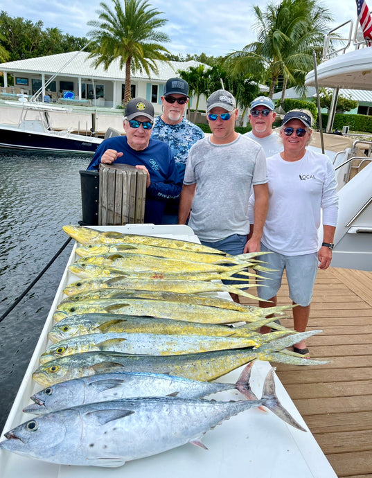 Charter Crew Eating Fish for Thanksgiving