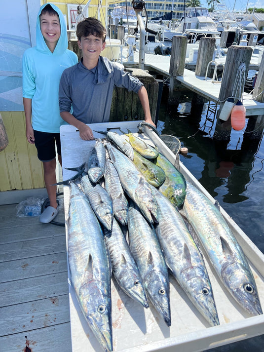 Floating debris from storms create a jackpot catch for locals Liam and Conor Dunne. 