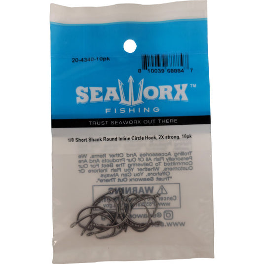 SeaWorx Short Shank Round Inline Circle Hook, 2x