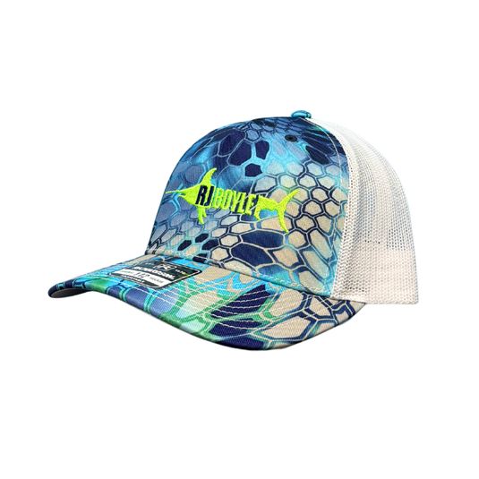 Neon Green RJ Boyle Logo Kryptek Hat - Richardson 112 - RJ Boyle