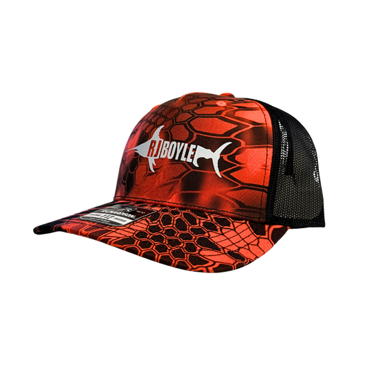White RJ Boyle Logo Inferno Kryptek Hat - Richardson 112 - RJ Boyle