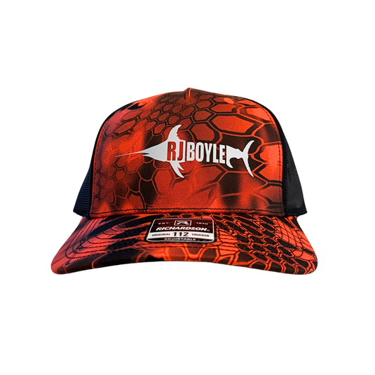 White RJ Boyle Logo Inferno Kryptek Hat - Richardson 112 - RJ Boyle